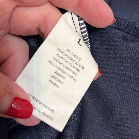 Speechless Size Large Navy/White Embroidered Lace Corset Tie Front Shift Dress - Picture 9 of 10